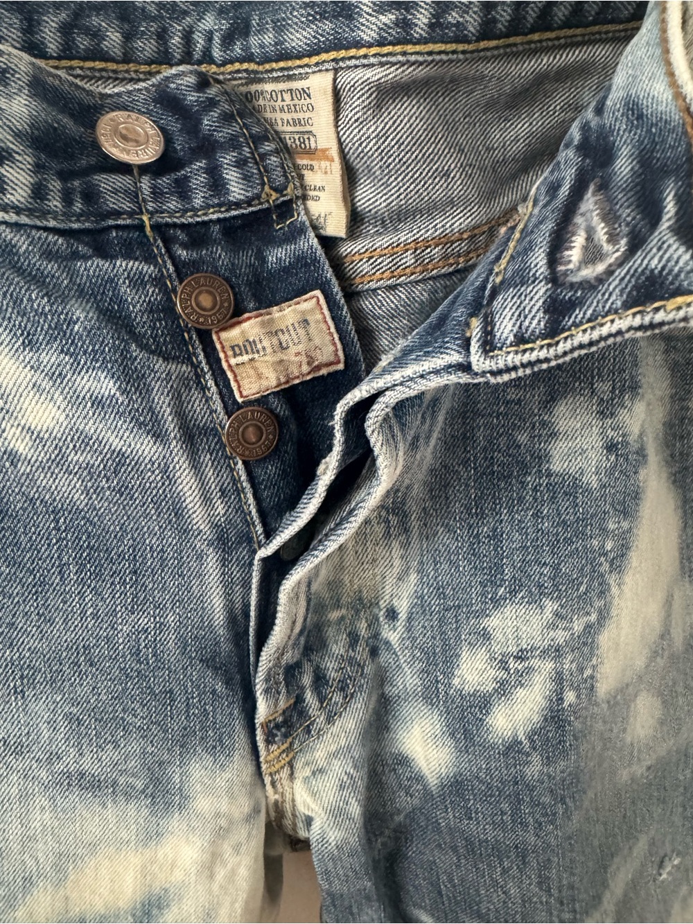 Men's RL Polo Bleached Blue Tie-Dye Jeans - Picture 3 of 8